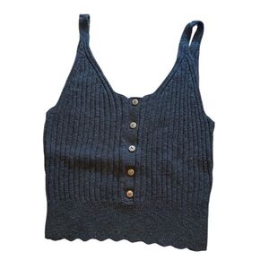Abercrombie and Fitch Black Ribbed Button-Up Women's Top